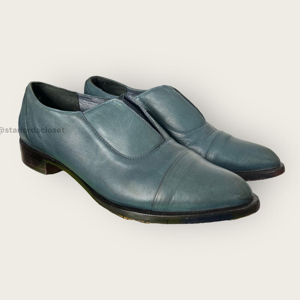 Vintage Jenni Kayne Oxford Slip On Leather Loafers Closed Toe Teal Blue M US 5